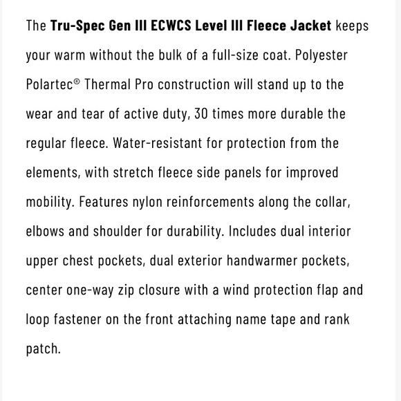 TRU-SPEC Level 3 ECWCS Polar Fleece Jacket XLT - Picture 6 of 11